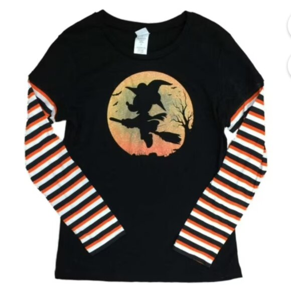 DISNEY JUNIOR WOMENS BLACK MINNIE MOUSE WITCH HALLOWEEN T-SHIRT- JUNIOR (11/13) - Picture 1 of 9